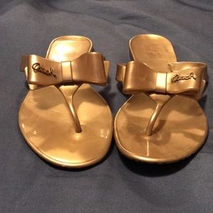 Gold Coach Flipflops with Bow Accent